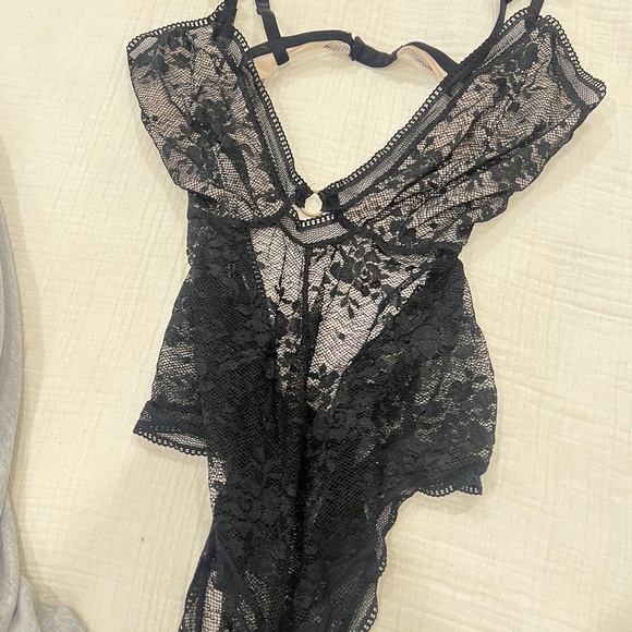 Free People Other - Elegant Black Lace Bodysuit